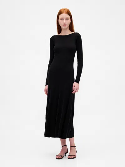 Gap Lightweight Cashsoft Rib Maxi Sweater Dress In Black