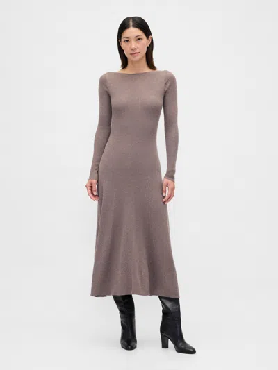 Gap Lightweight Cashsoft Rib Maxi Sweater Dress In Brown