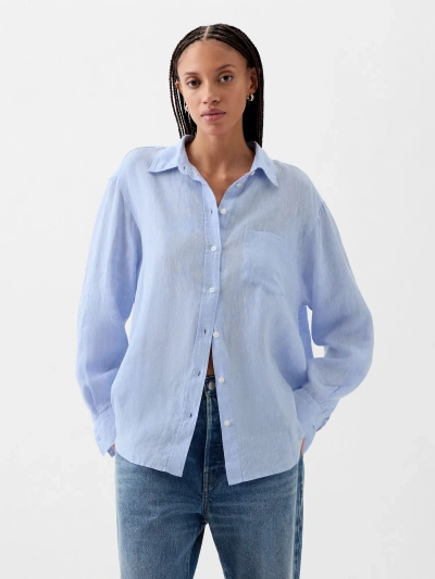 Gap Linen Big Shirt In Resolution Blue