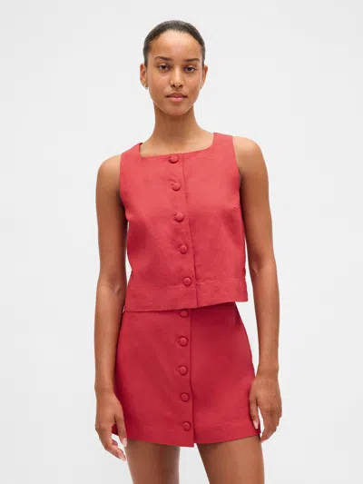 Gap Linen-blend Button-front Shell Top In Pink