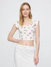 Gap Linen-blend Cap-sleeve Cropped Top In Off White
