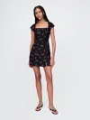 Gap Linen-blend Cap-sleeve Mini Dress In Black Cherry Print
