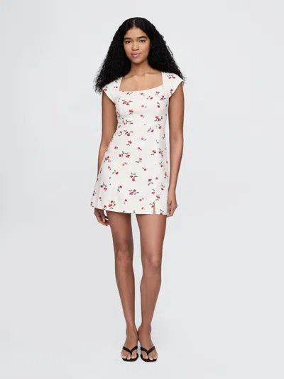 Gap Linen-blend Cap-sleeve Mini Dress In Cherry Blossom White