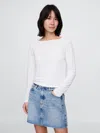 Gap Linen-blend Cropped Boatneck T-shirt In Fresh White