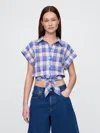 Gap Linen-blend Cropped Tie-front Shirt