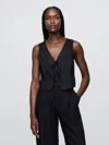 Gap Linen-blend Cropped Tie-front Vest
