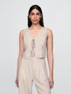 Gap Linen-blend Cropped Tie-front Vest