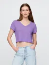 Gap Linen-blend Cropped V-neck T-shirt