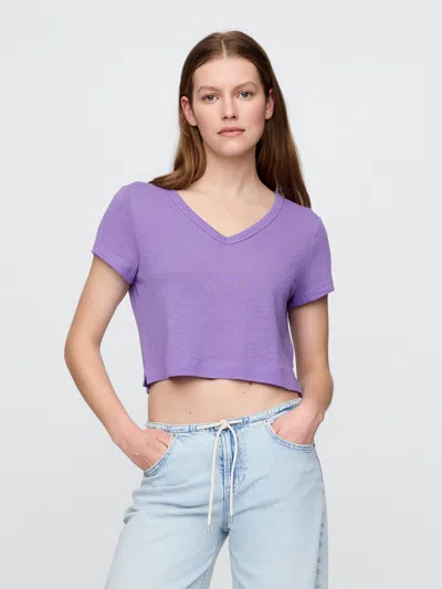 Gap Linen-blend Cropped V-neck T-shirt
