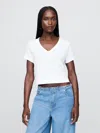 Gap Linen-blend Cropped V-neck T-shirt
