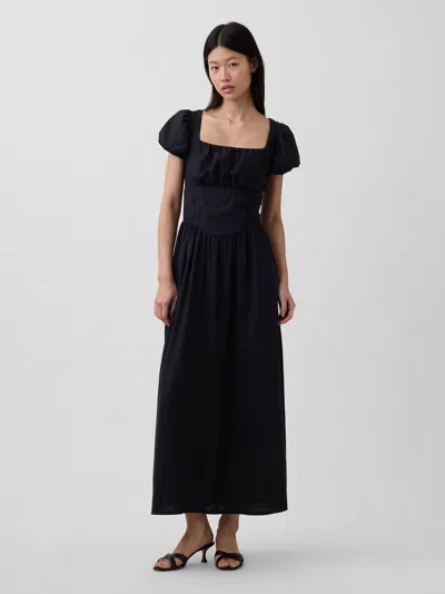 Gap Linen-blend Drop-waist Maxi Dress In Black
