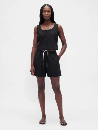 Gap Linen-blend Easy Shorts In Black