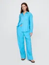 Gap Linen-blend Easy Wide-hem Pants In Aquarius Blue