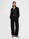 Gap Linen-blend Easy Wide-hem Pants In Basic Black