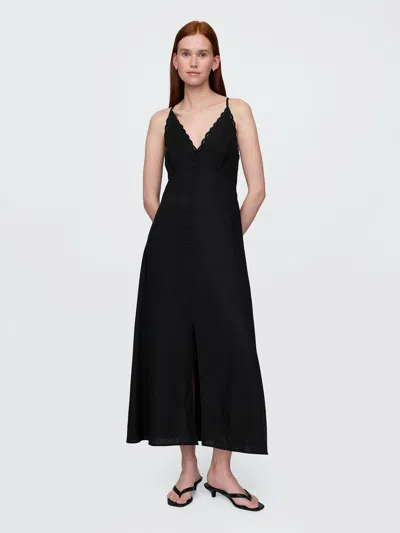 Gap Linen-blend Embroidered Halter Maxi Dress