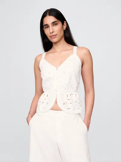 Gap Linen-blend Eyelet Peplum Top