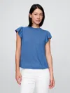 Gap Linen-blend Flutter-sleeve T-shirt