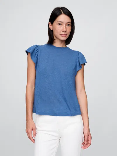 Gap Linen-blend Flutter-sleeve T-shirt