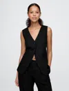 Gap Linen-blend Longline Vest In Black