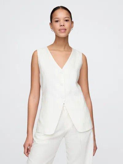 Gap Linen-blend Longline Vest In Off White