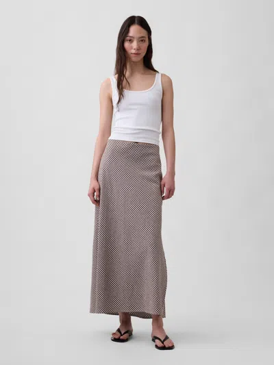 Gap Linen-blend Maxi Slip Skirt In Brown