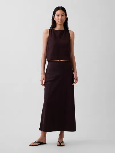 Gap Linen-blend Maxi Slip Skirt In Brown