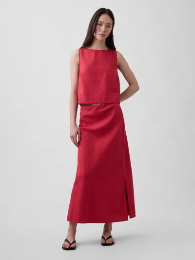 Gap Linen-blend Maxi Slip Skirt In Red