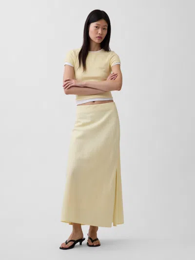 Gap Linen-blend Maxi Slip Skirt In Yellow