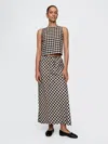 Gap Linen-blend Midi Skirt In Black Gingham