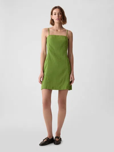Gap Linen-blend Mini Dress In Calla Green