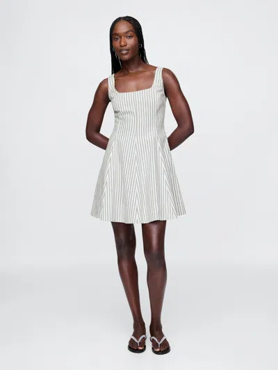 Gap Linen-blend Mini Dress In Green Stripe