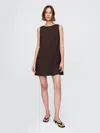 Gap Linen-blend Mini Shift Dress In Terra Brown