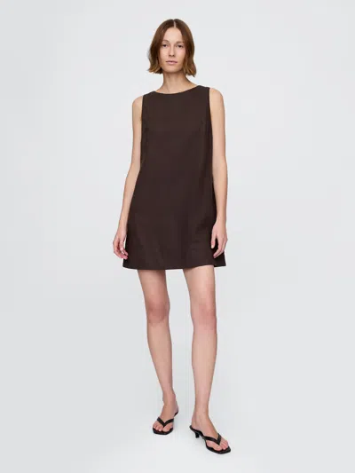 Gap Linen-blend Mini Shift Dress In Terra Brown