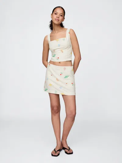 Gap Linen-blend Mini Skort In Beach Umbrella Beige