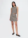 Gap Linen-blend Mini Skort In Black Gingham