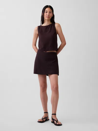 Gap Linen-blend Mini Skort In Brown