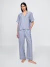 Gap Linen-blend Pj Pants In Blue & White Stripe