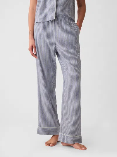 Gap Linen-blend Pj Pants In Blue Stripe