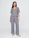 Gap Linen-blend Pj Pants In Navy Blue Gingham