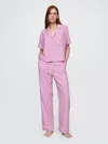 Gap Linen-blend Pj Pants In Pink Gingham