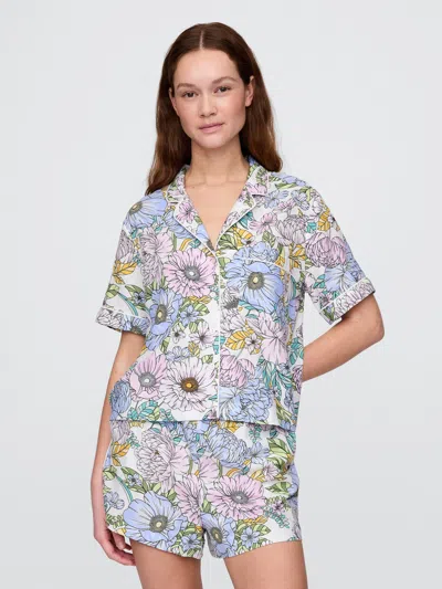 Gap Linen-blend Pj Shirt In Multi Color Floral