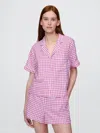 Gap Linen-blend Pj Shirt In Pink Gingham