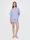 Gap Linen-blend Pj Shorts In Blue & White Stripe