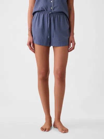 Gap Linen-blend Pj Shorts In Quiet Blue