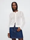 Gap Linen-blend Pointelle Cardigan In Ivory Beige Frost
