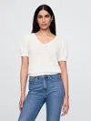 Gap Linen-blend Puff-sleeve Top In Off White