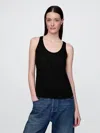 Gap Linen-blend Racerback Tank Top In Black