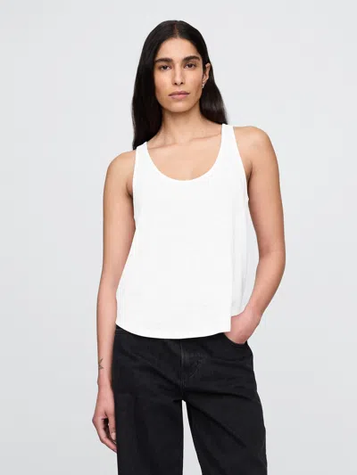 Gap Linen-blend Racerback Tank Top In Fresh White