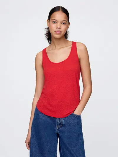 Gap Linen-blend Racerback Tank Top In Tomato Sauce Red