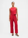 Gap Linen-blend Relaxed Straight Ankle Pants In Red